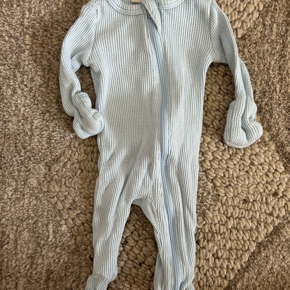 Soft Sky Blue Kids Footie Pajamas